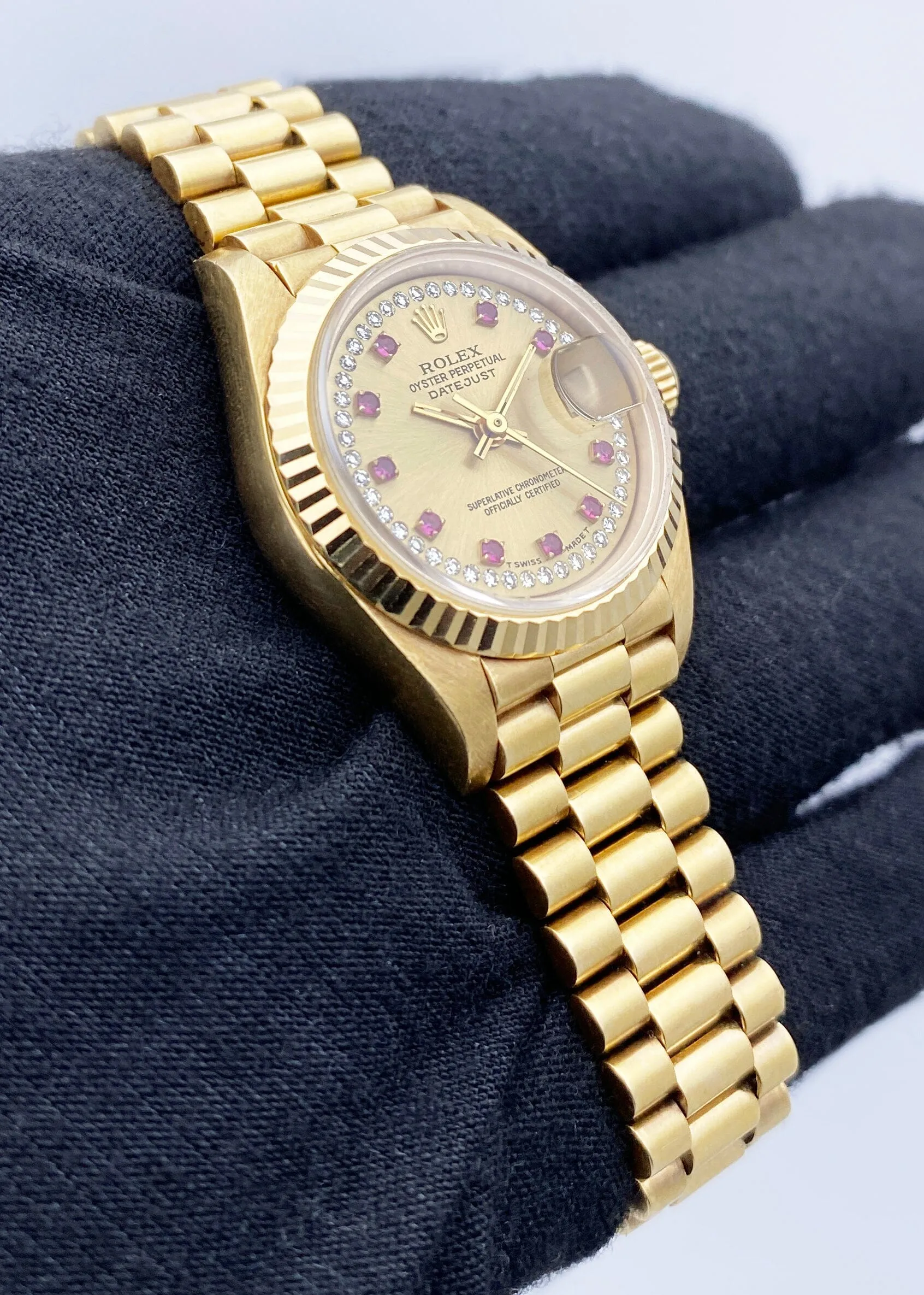 Rolex Datejust 69178 Ruby Diamond Dial Ladies Watch Box Papers