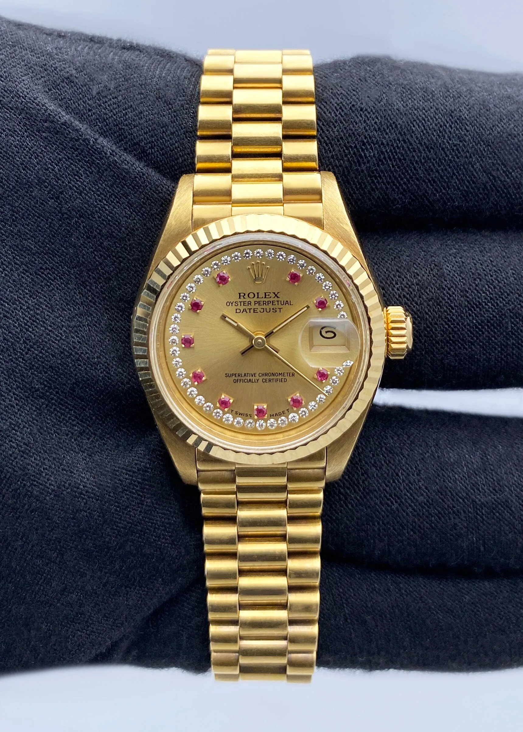 Rolex Datejust 69178 Ruby Diamond Dial Ladies Watch Box Papers