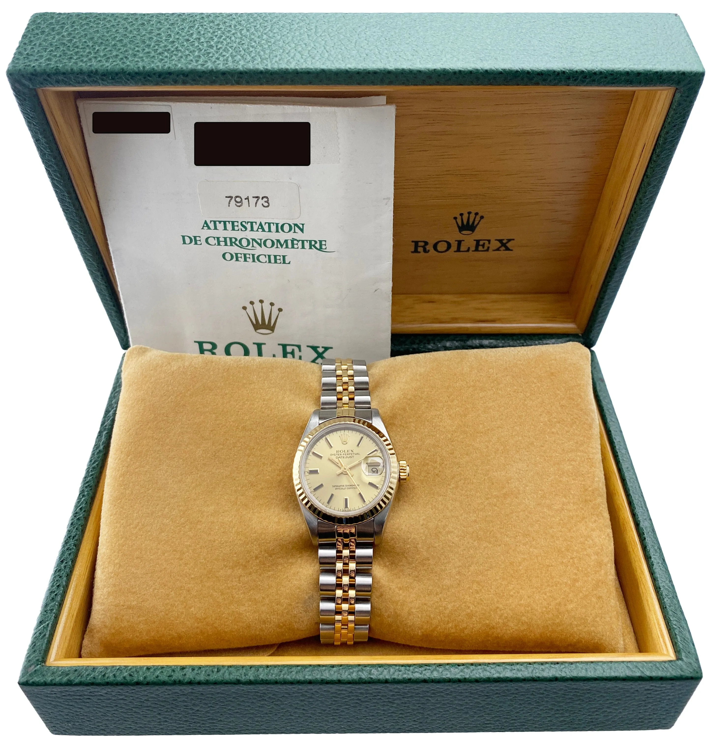 Rolex Datejust 79173 Champagne Dial Ladies Watch Box Papers