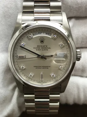 Rolex Day Date 18206 Silver Dial Automatic Men's Watch