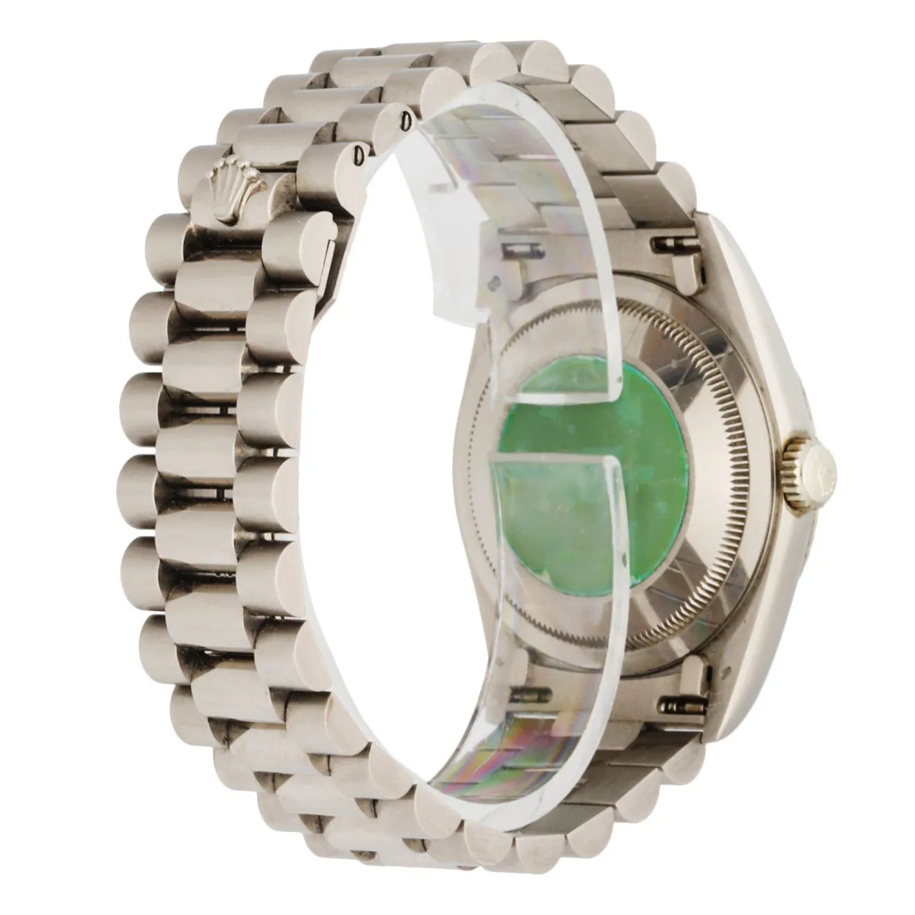 Rolex Day Date 18239 18K White Gold Diamond Dial Men's Watch With Papers