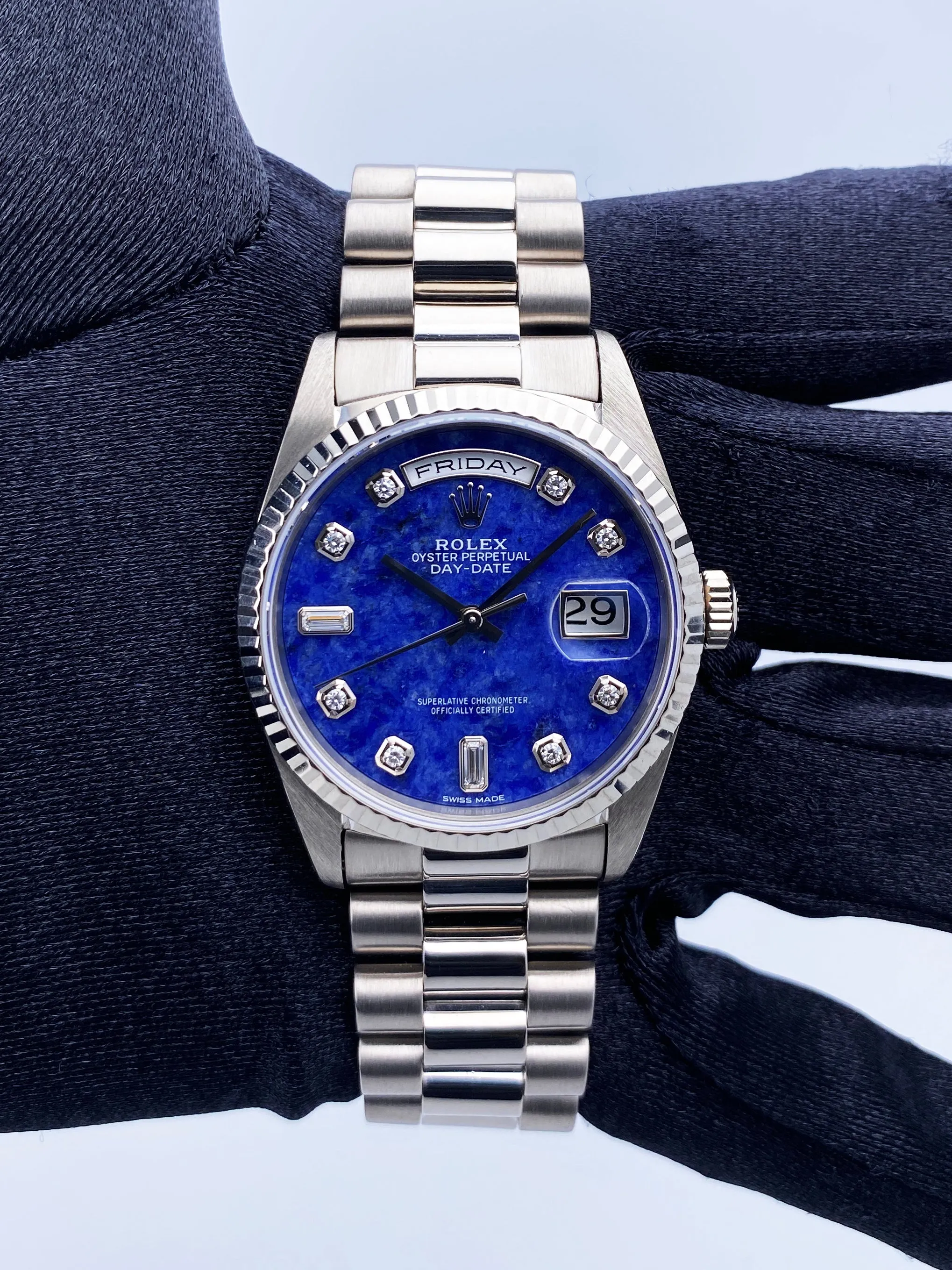 Rolex Day Date 18239 Sodalite Diamond Dial Mens Watch