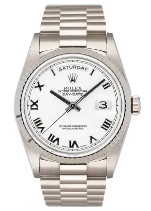 Rolex Day Date 18239 White Roman Dial Mens Watch
