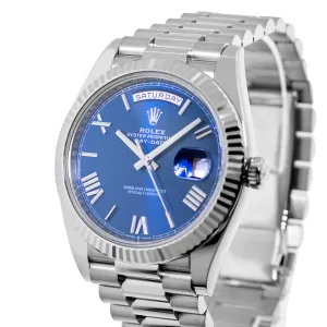 Rolex Day-Date 40mm White Gold Blue Roman Dial President 228239