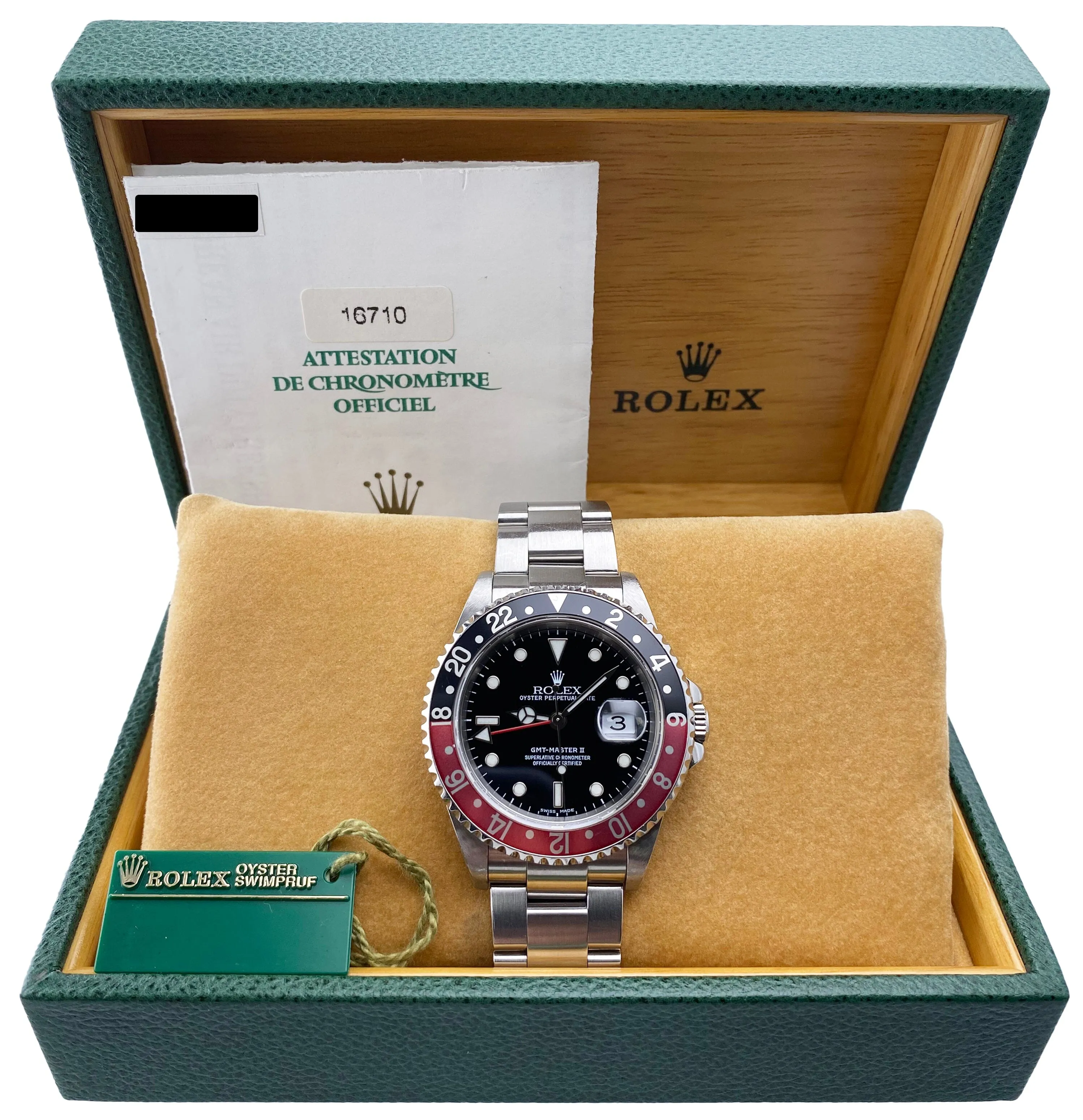 Rolex GMT Master II 16710 "Coke" Bezel Mens Watch Box Papers