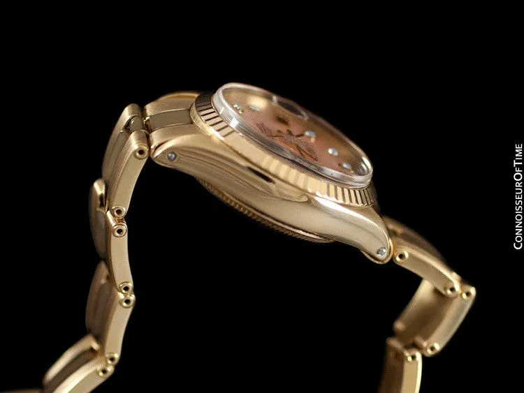 Rolex Ladies Datejust (President) Watch with Pink Strawberries & Cream Dial - 18K Gold & Diamonds