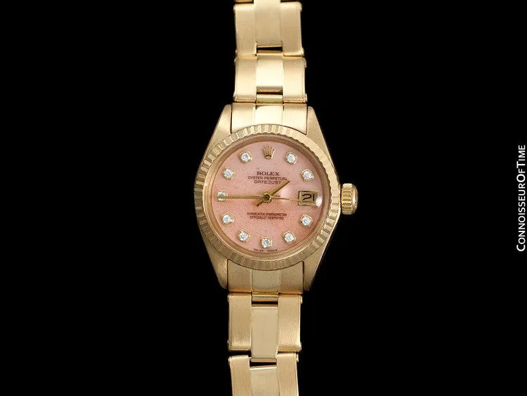 Rolex Ladies Datejust (President) Watch with Pink Strawberries & Cream Dial - 18K Gold & Diamonds