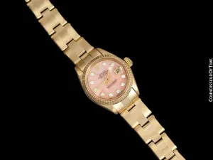 Rolex Ladies Datejust (President) Watch with Pink Strawberries & Cream Dial - 18K Gold & Diamonds