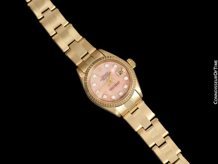 Rolex Ladies Datejust (President) Watch with Pink Strawberries & Cream Dial - 18K Gold & Diamonds