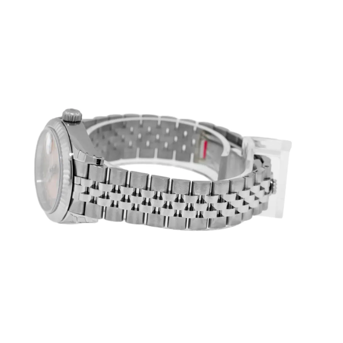 Rolex Lady-Datejust 28mm White Gold Steel Pink Roman Dial Fluted Bezel 279174
