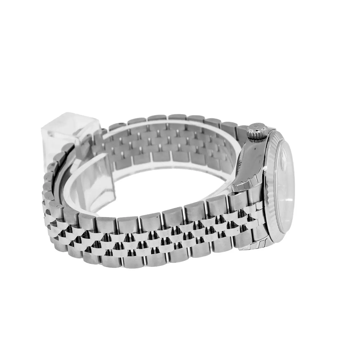 Rolex Lady-Datejust 28mm White Gold Steel Pink Roman Dial Fluted Bezel 279174