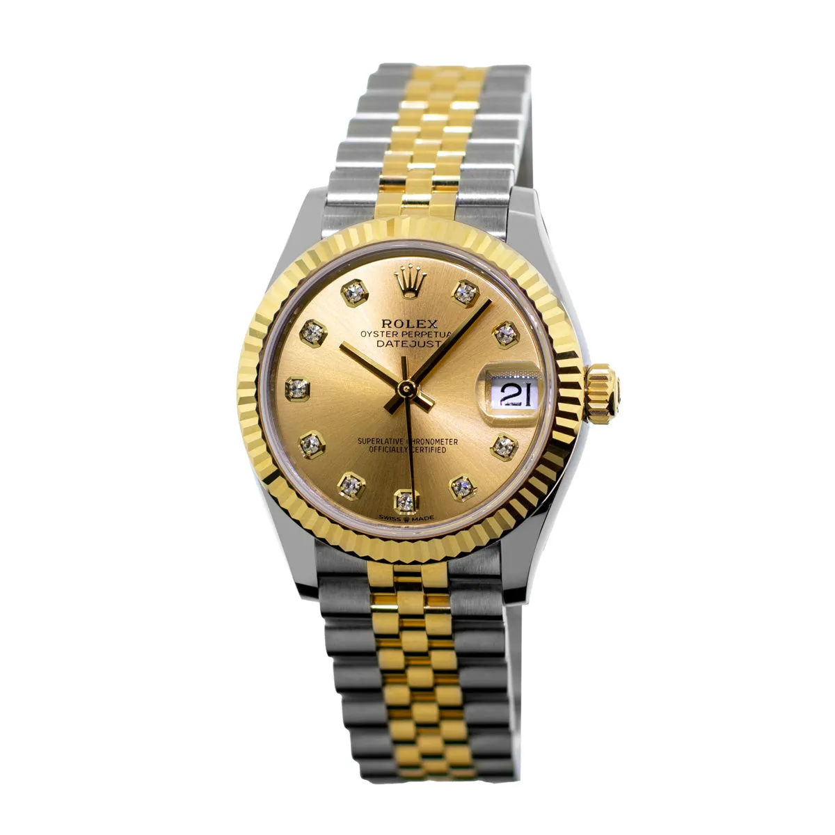 Rolex Lady-Datejust 31mm Yellow Gold & Steel Champagne Diamond Dial 278273