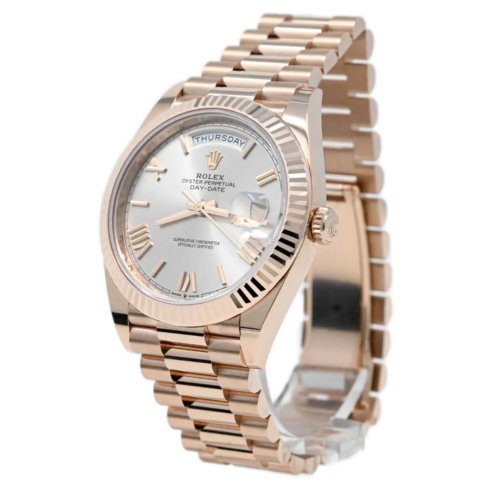 Rolex Men's Day-Date 18K Everose Gold 40mm Pink Sundust Roman Dial Watch Reference #: 228235