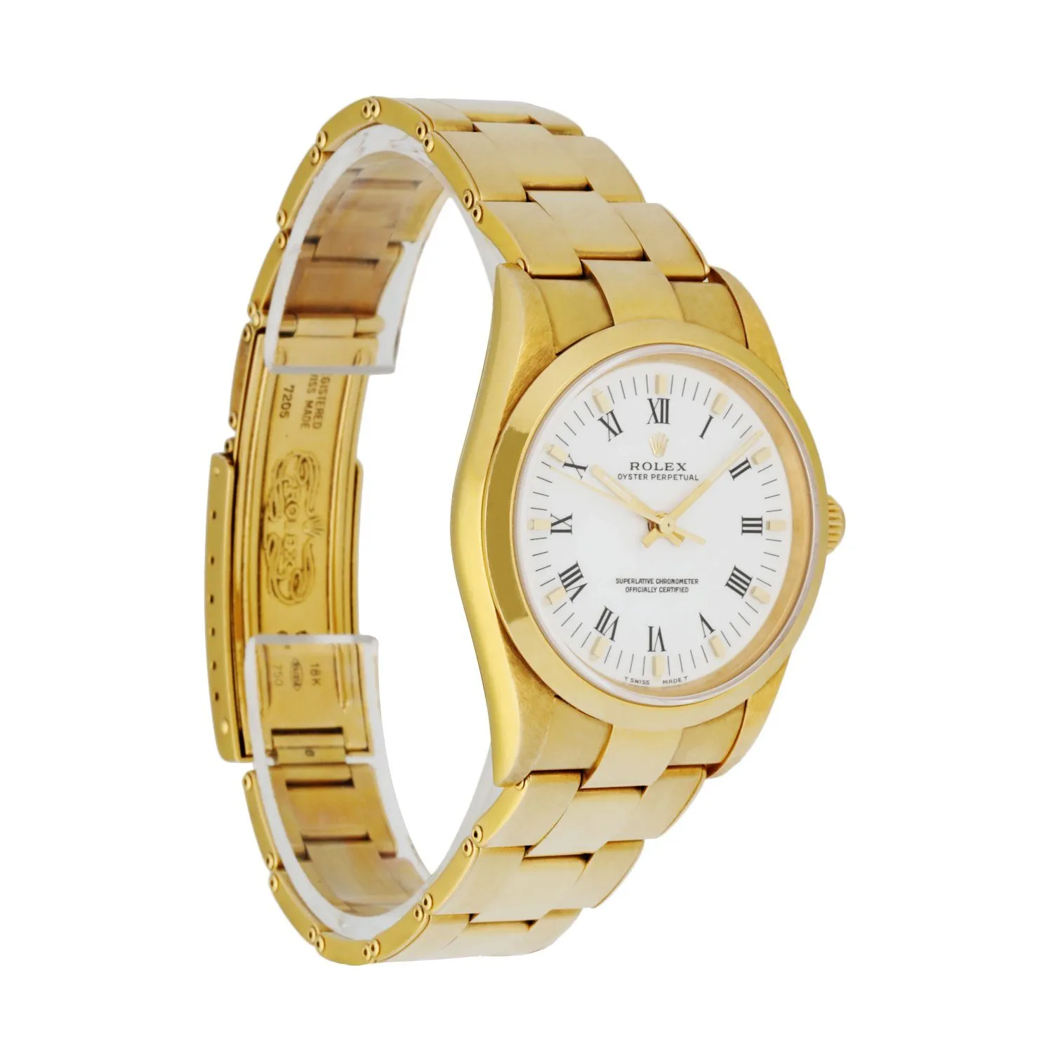 Rolex Oyster Perpetual 14208 18K Yellow Gold Men's Watch Box & Papers
