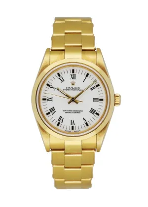 Rolex Oyster Perpetual 14208 18K Yellow Gold Men's Watch Box & Papers