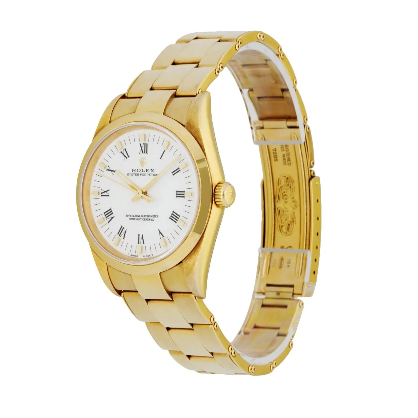 Rolex Oyster Perpetual 14208 18K Yellow Gold Men's Watch Box & Papers