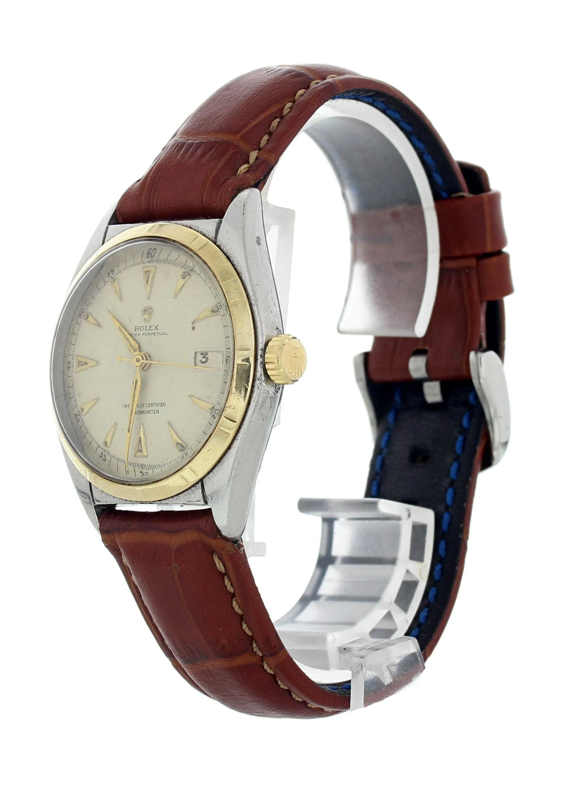 Rolex Oyster Perpetual Engine Turned Bezel 5031 Bubble Back Vintage Mens Watch