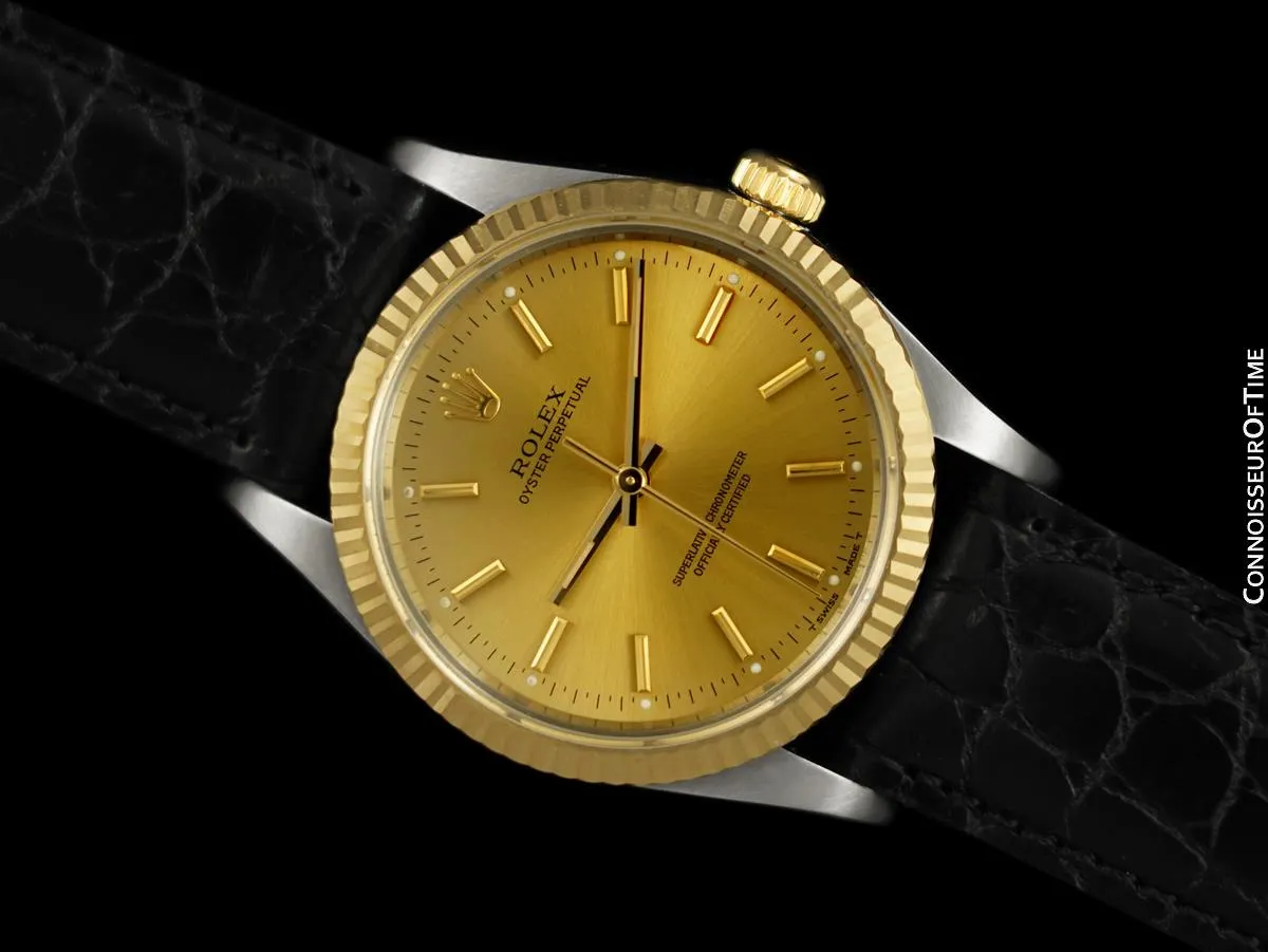 Rolex Oyster Perpetual Mens Two-Tone Ref. 14233 Watch - Stainless Steel & 18K Gold