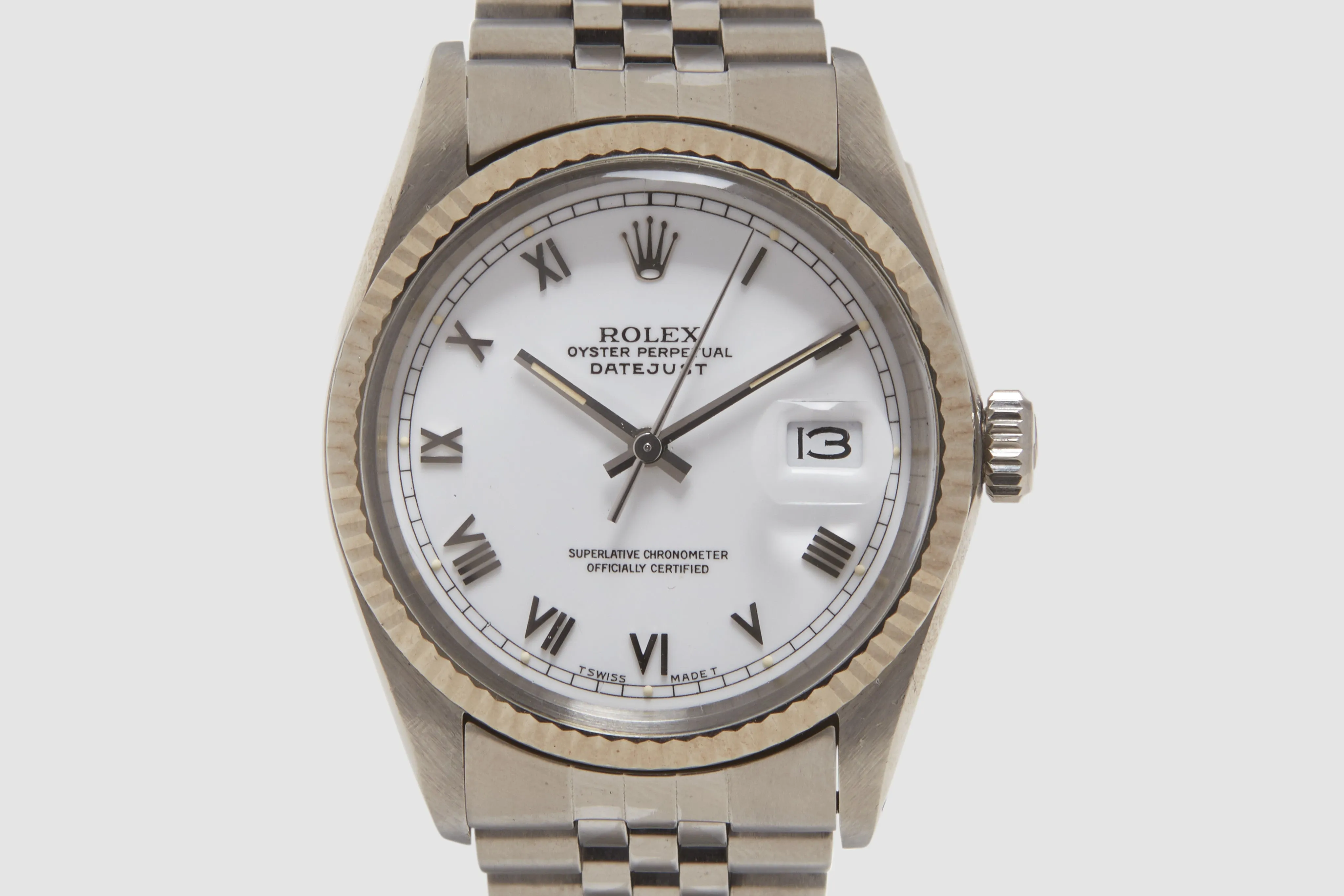 Rolex Stainless Steel Oyster Perpetual Datejust with White Dial