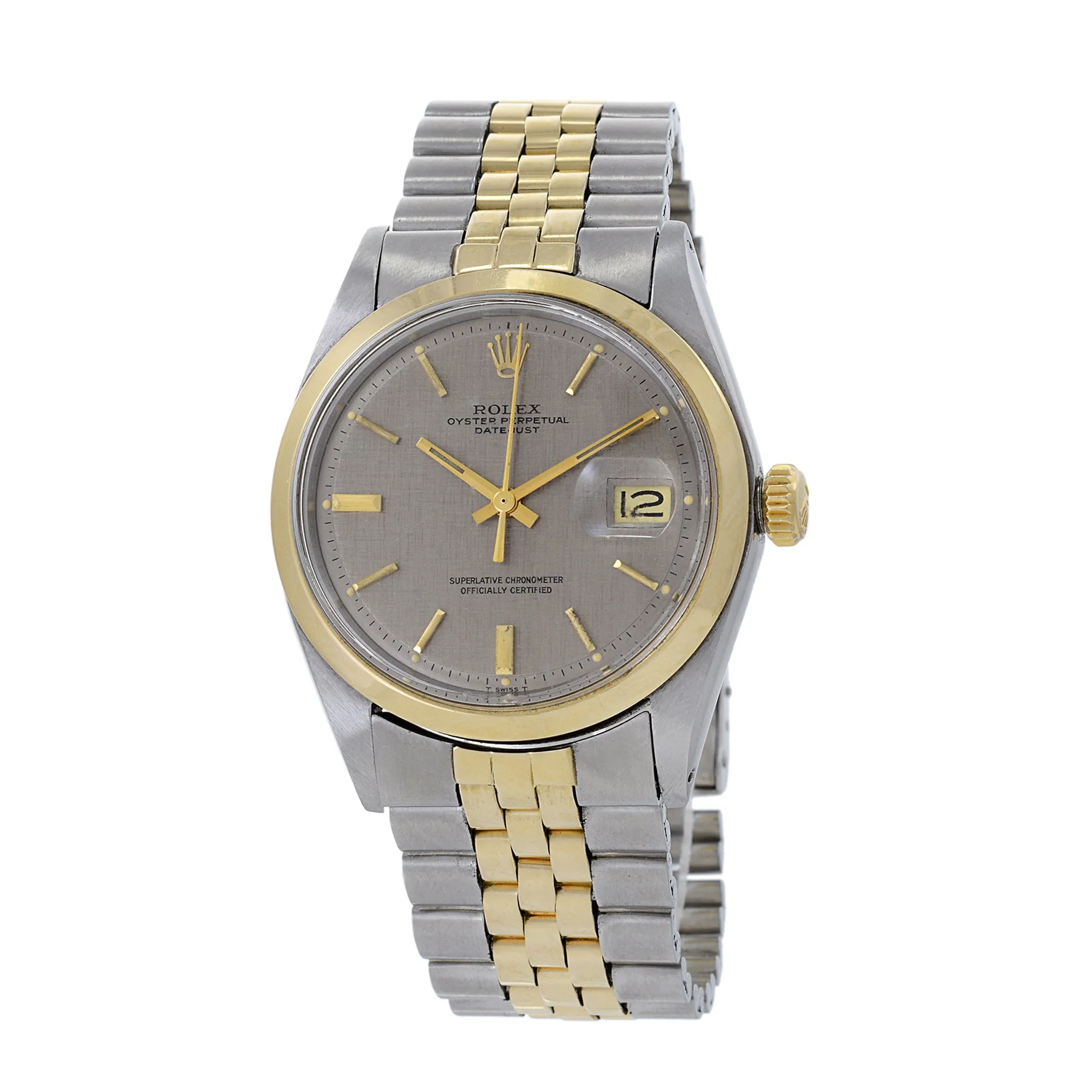 Rolex Two Tone Datejust Reference 1600 36mm With RARE Grey Linen Dial
