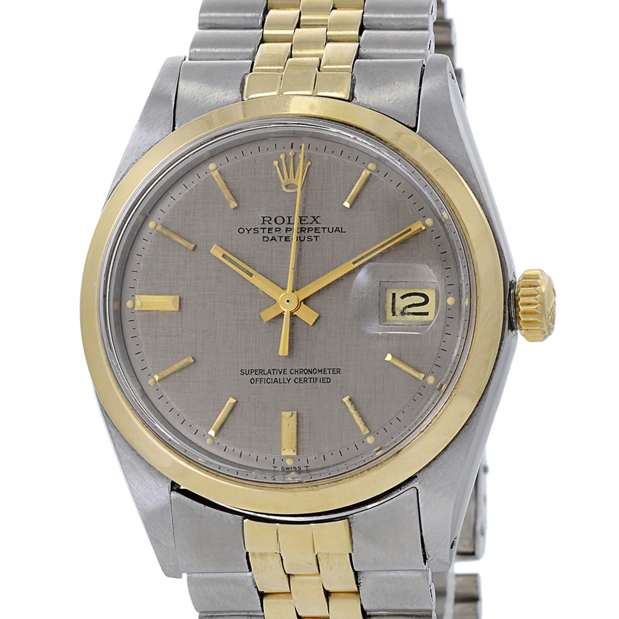 Rolex Two Tone Datejust Reference 1600 36mm With RARE Grey Linen Dial