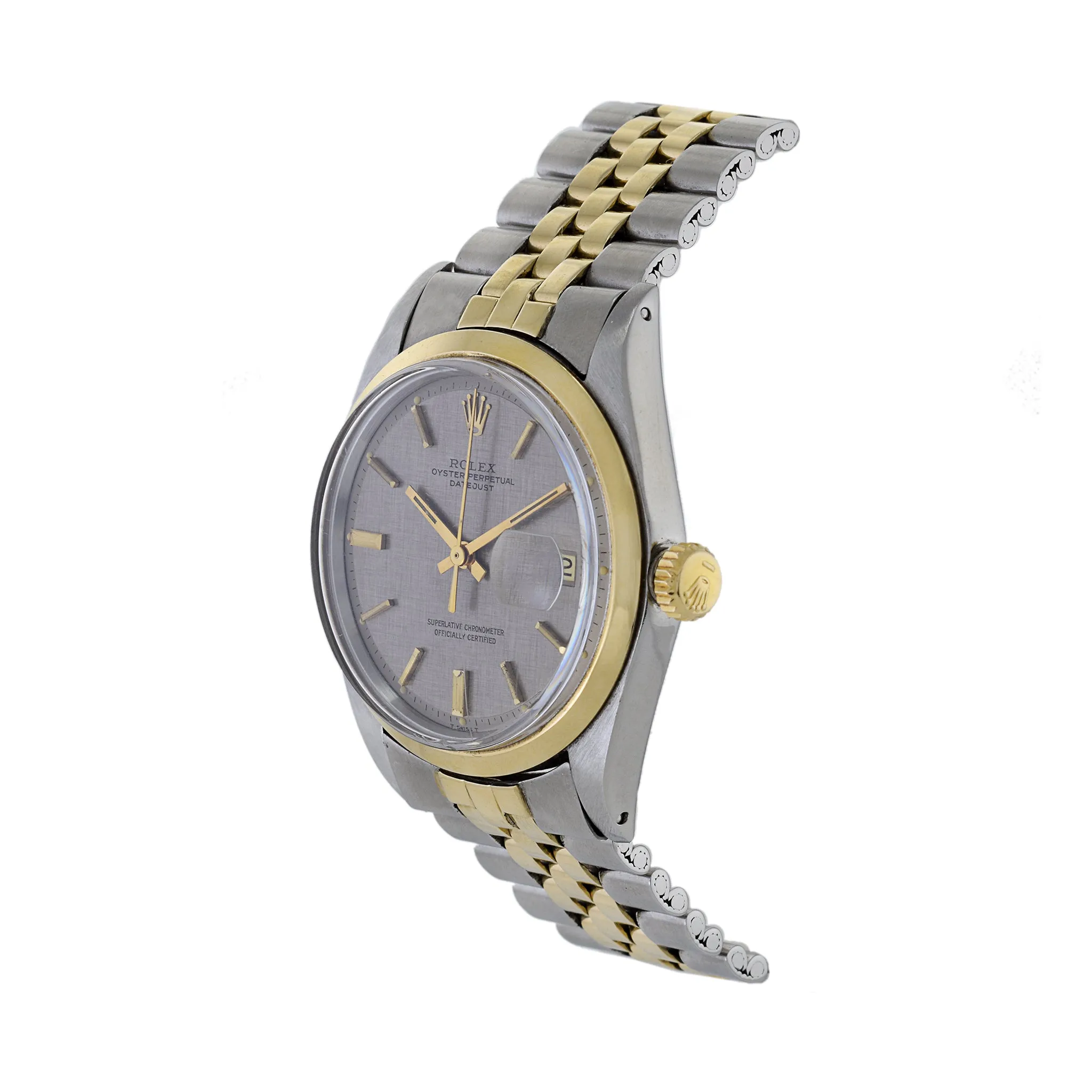 Rolex Two Tone Datejust Reference 1600 36mm With RARE Grey Linen Dial