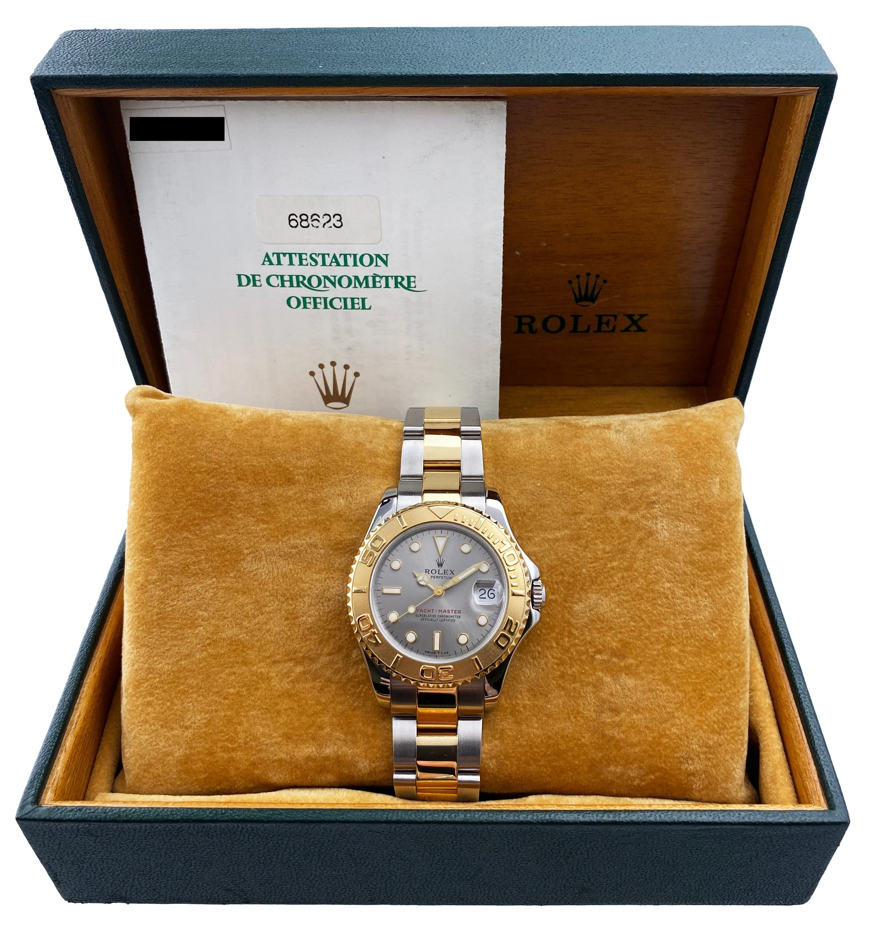 Rolex Yacht-Master 68623 Midsize Silver Dial Watch Box Papers