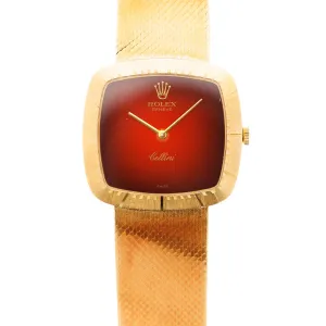 Rolex Yellow Gold Cellini Bracelet Watch Ref. 4320 with Red Vignette Dial (New Arrival)
