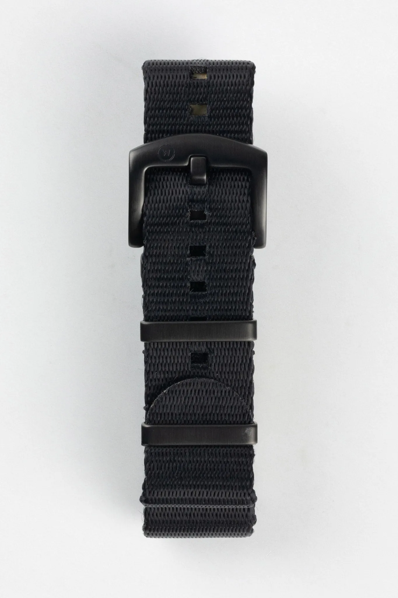 Seatbelt Nylon Watch Strap in BLACK with BLACK PVD Hardware