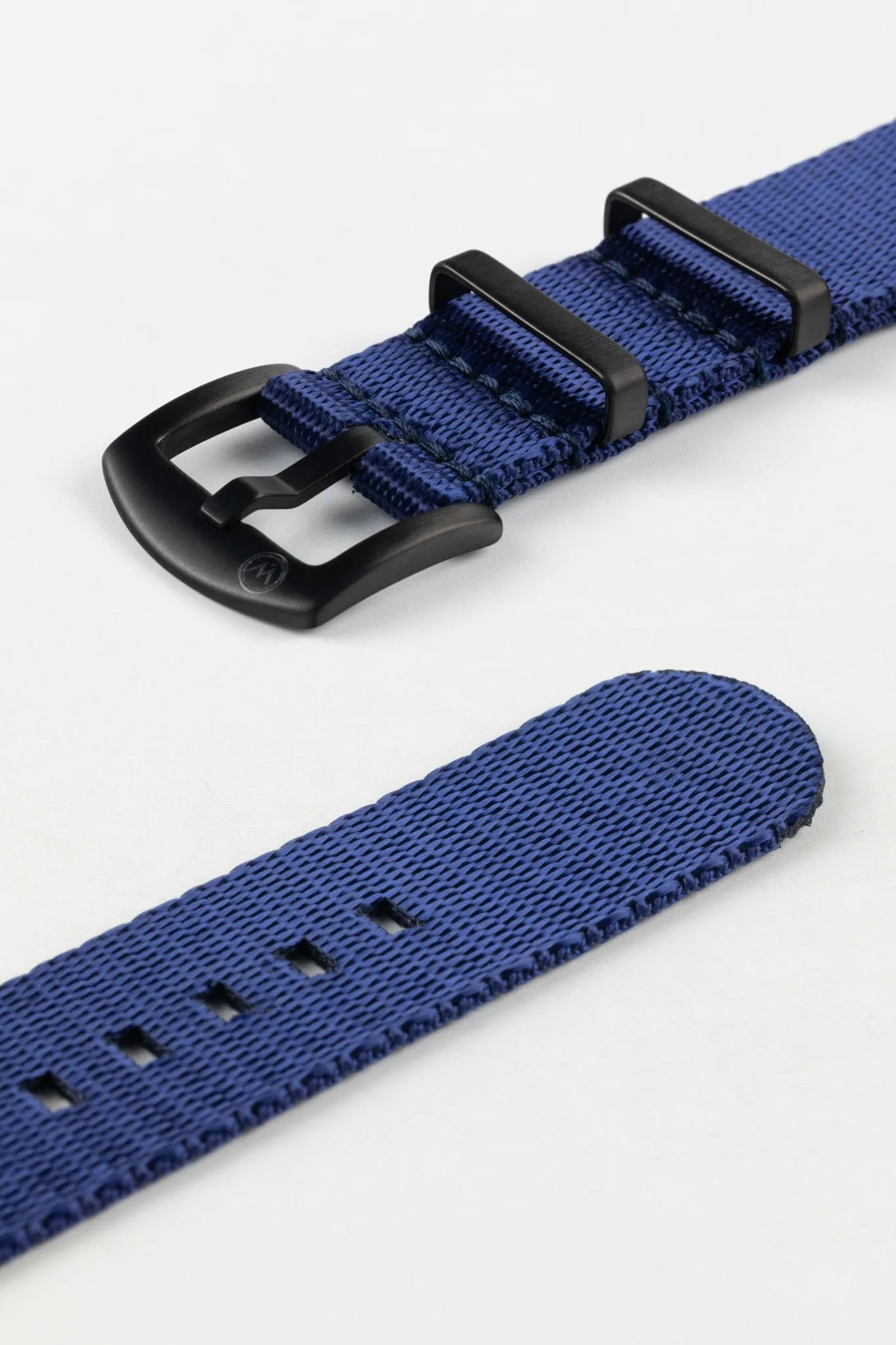Seatbelt Nylon Watch Strap in DARK BLUE with BLACK PVD Hardware