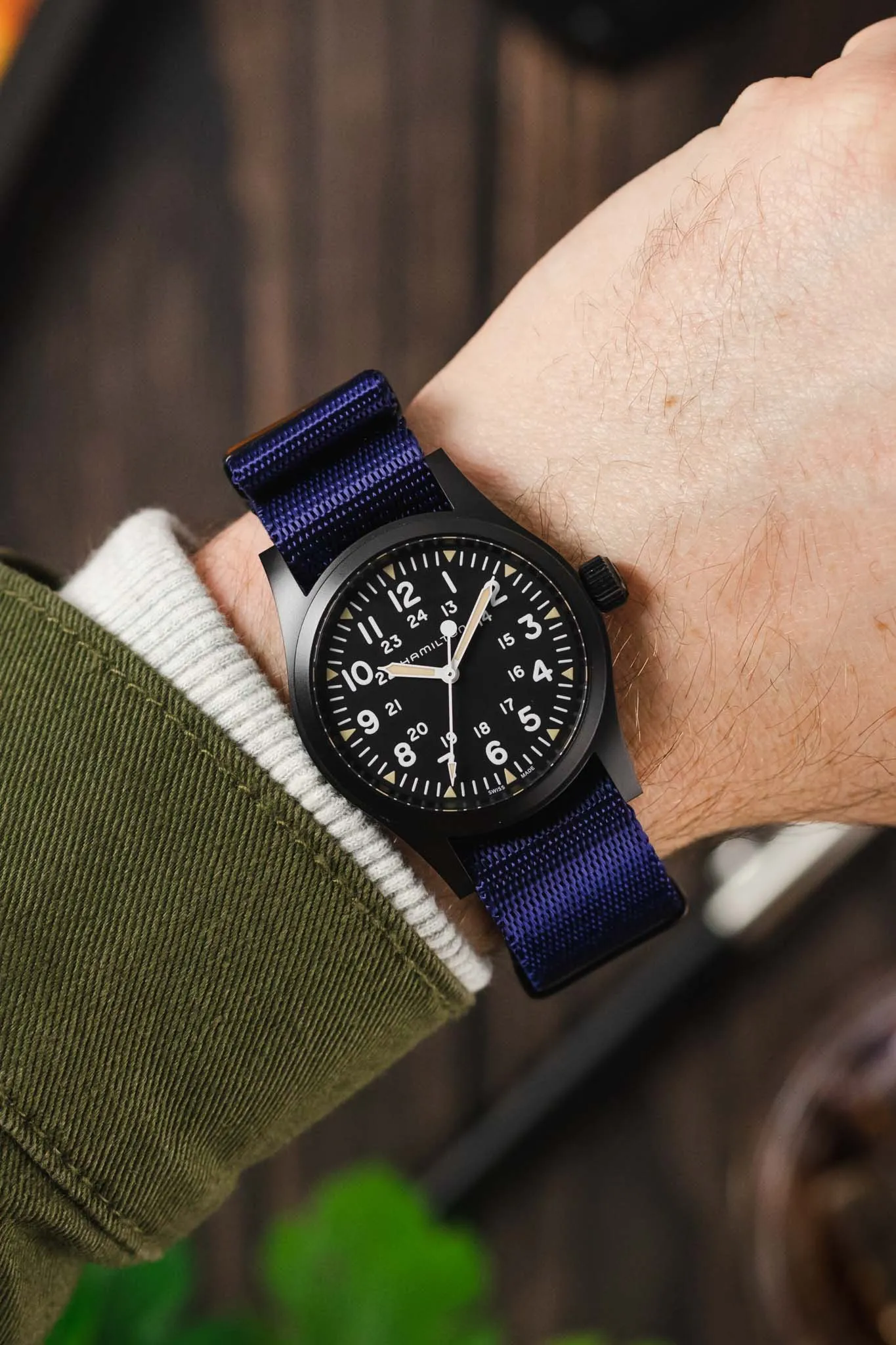 Seatbelt Nylon Watch Strap in DARK BLUE with BLACK PVD Hardware