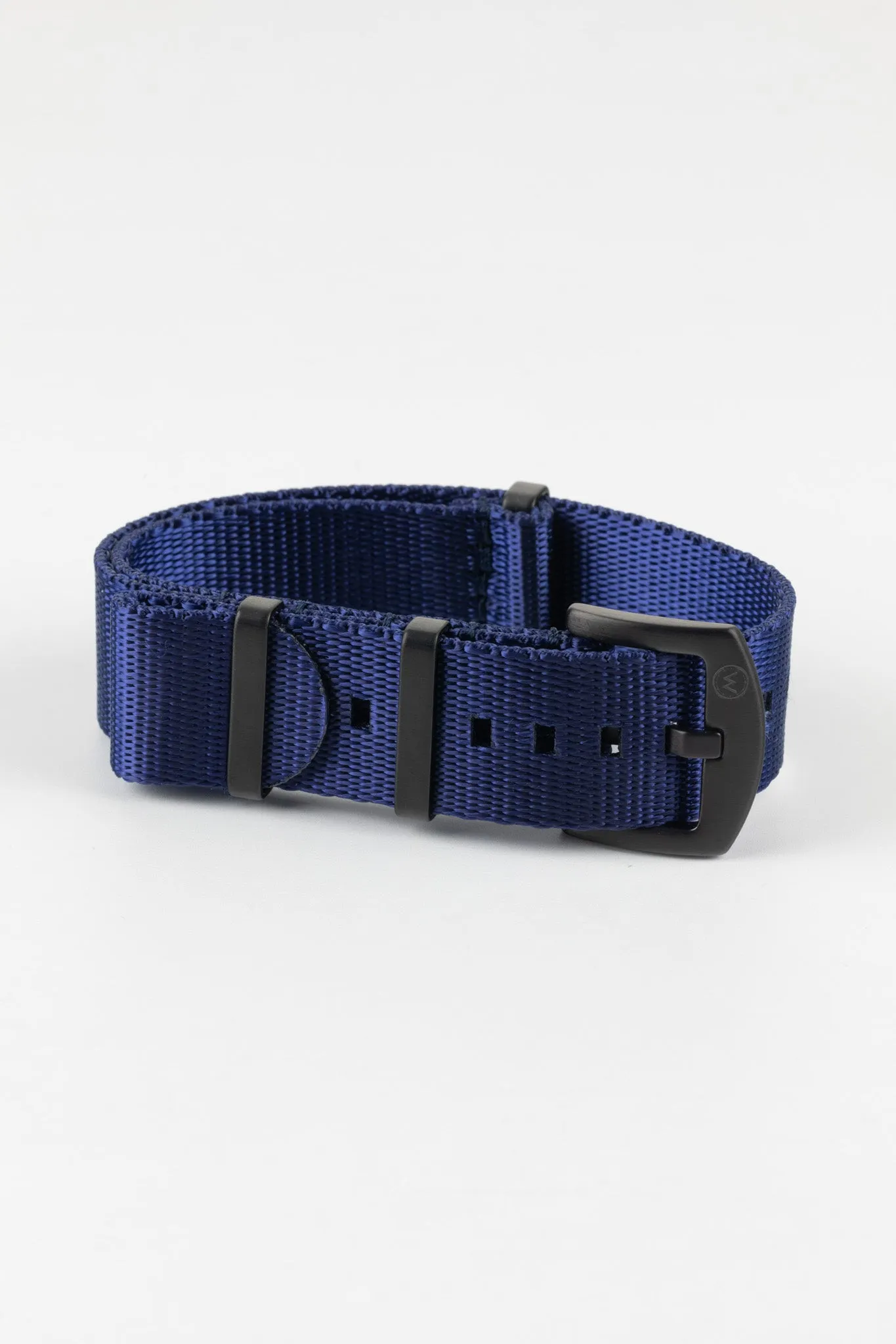 Seatbelt Nylon Watch Strap in DARK BLUE with BLACK PVD Hardware
