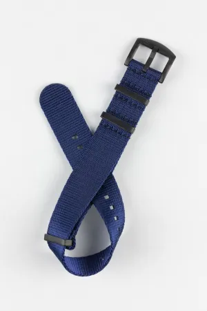 Seatbelt Nylon Watch Strap in DARK BLUE with BLACK PVD Hardware