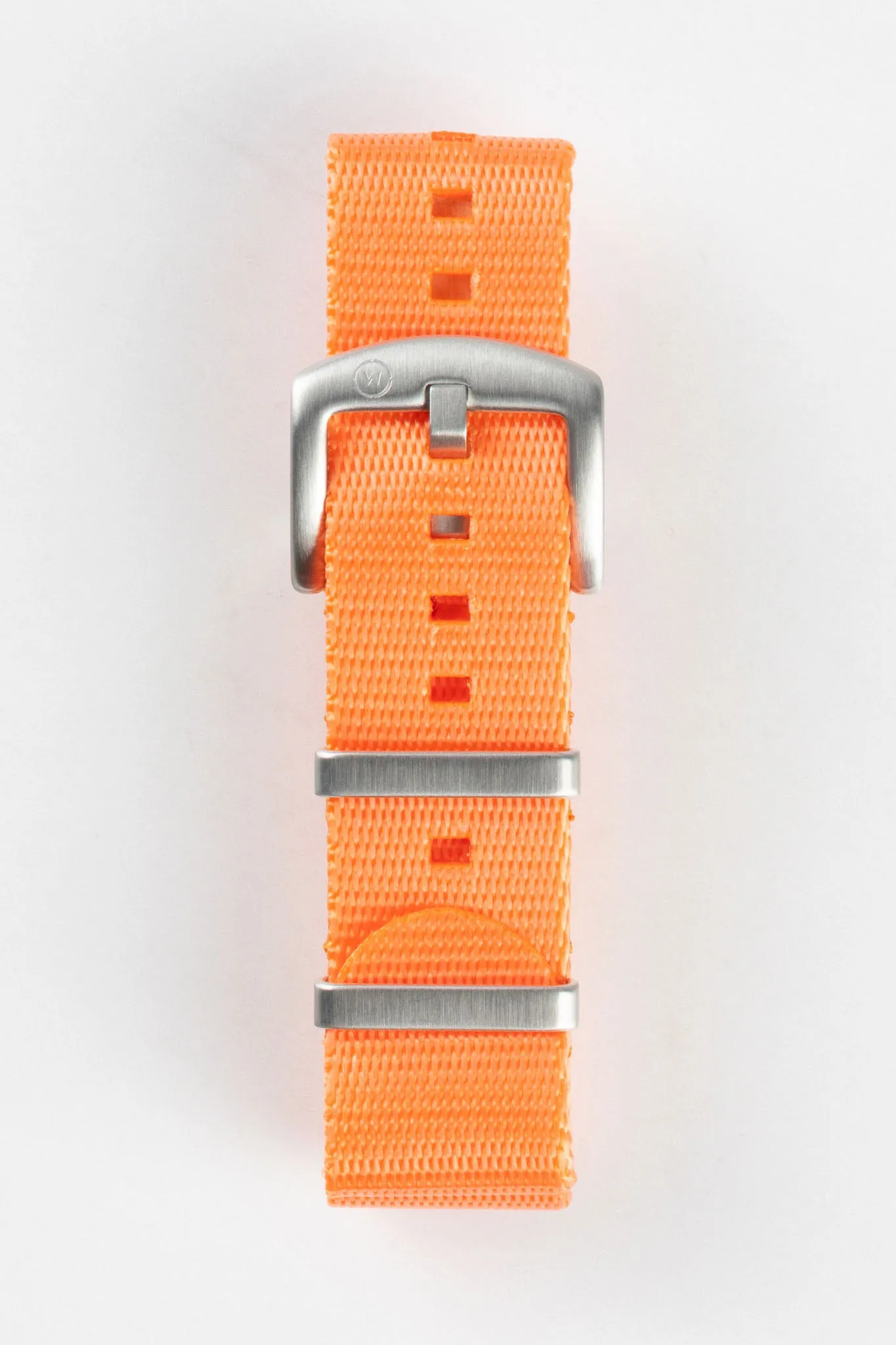 Seatbelt Nylon Watch Strap in ORANGE with BRUSHED STEEL Hardware