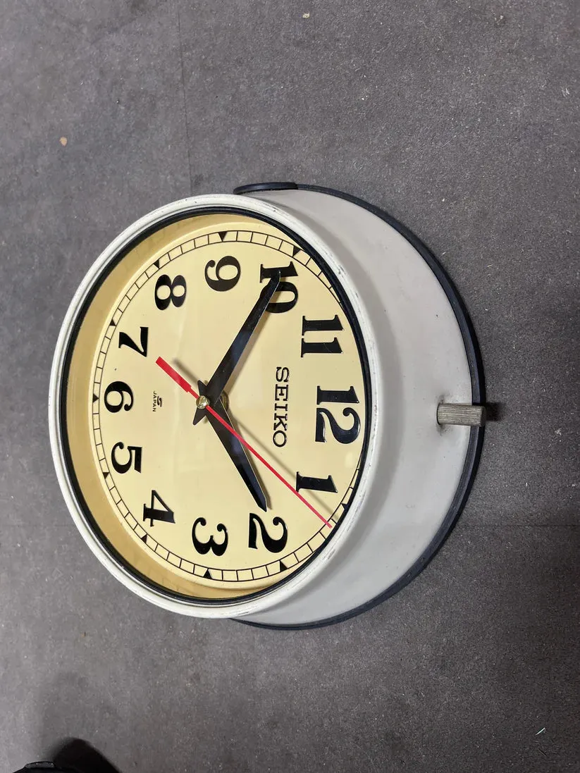 Seiko Salvaged Ships Cabin Clock Original Paint Cream