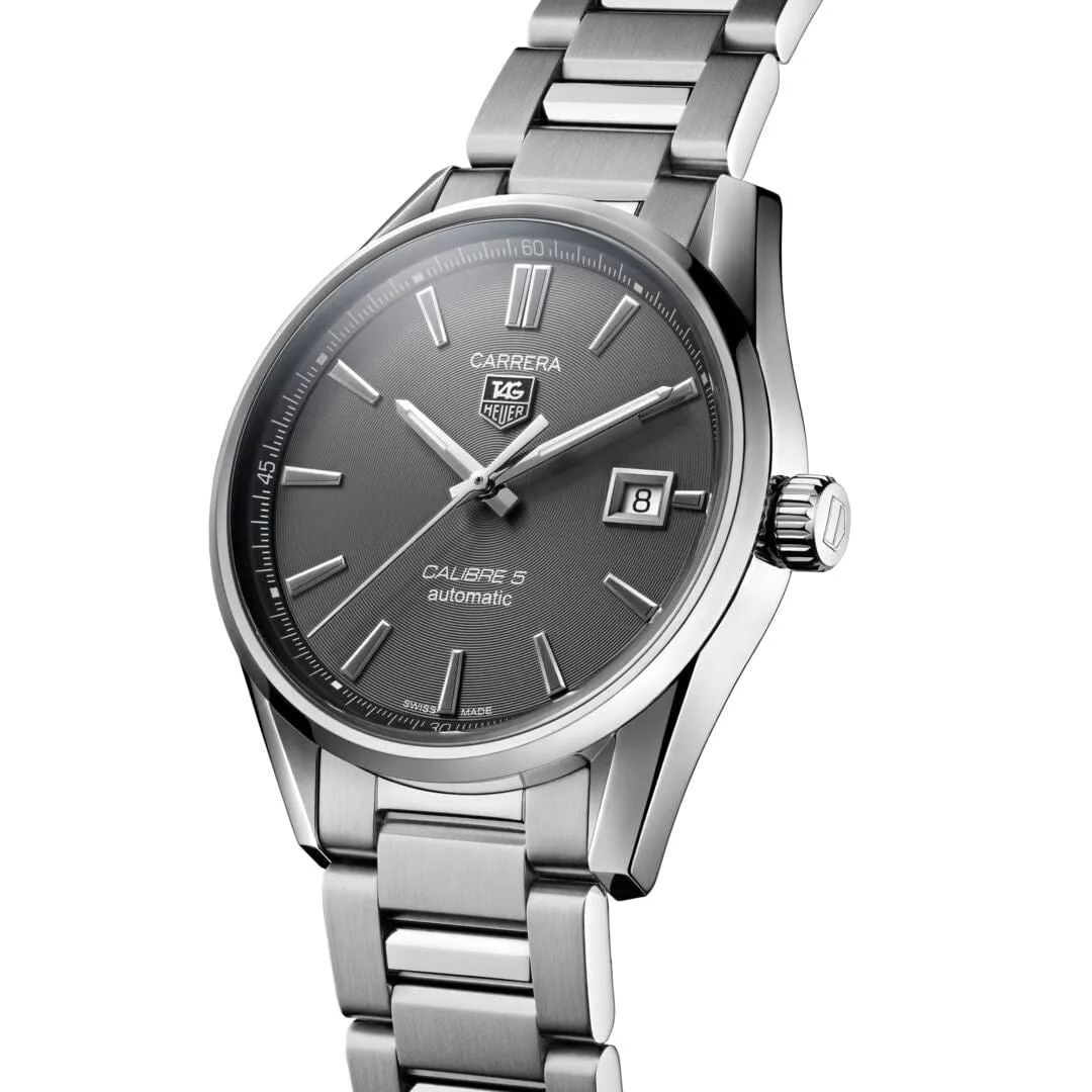 TAG Heuer Anthracite and Steel 39mm Calibre 5 Carrera Watch