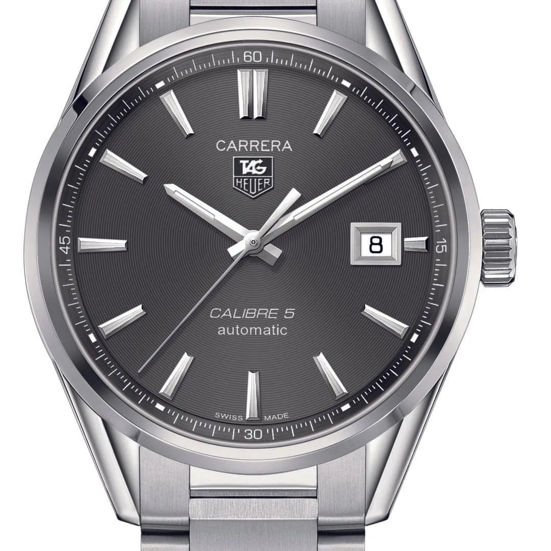 TAG Heuer Anthracite and Steel 39mm Calibre 5 Carrera Watch