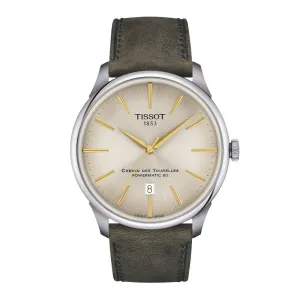 Tissot Chemin Des Tourelles Powermatic 80 Mens Stainless Steel Green Leather Strap Watch