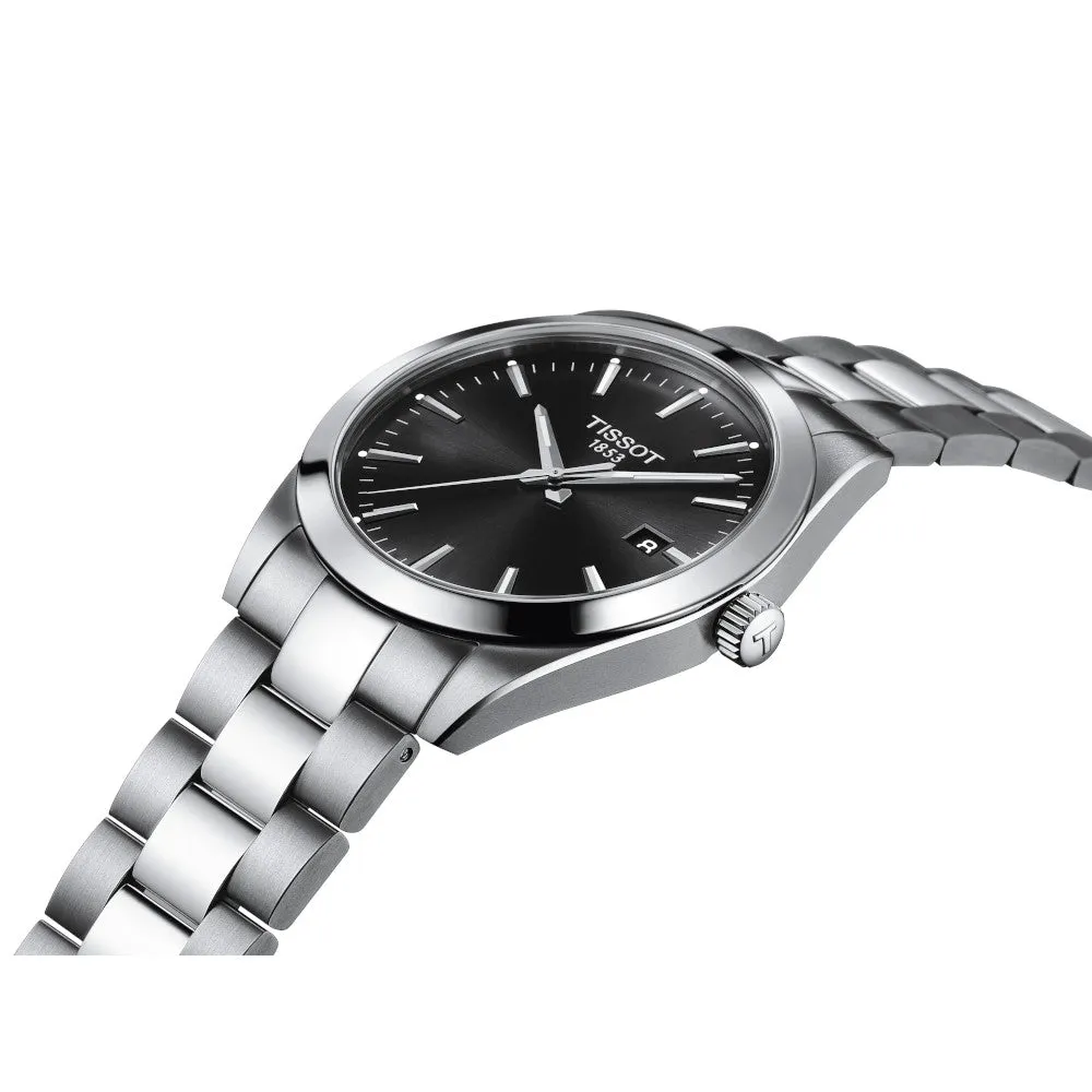 Tissot Gentleman Mens Stainless Steel Black Dial Watch
