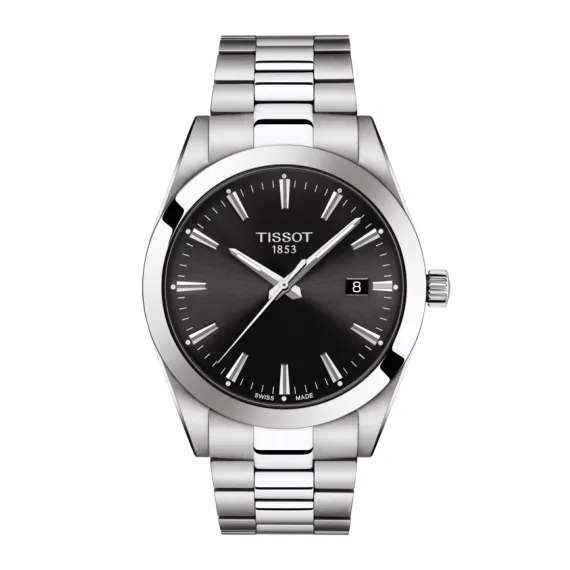 Tissot Gentleman Mens Stainless Steel Black Dial Watch