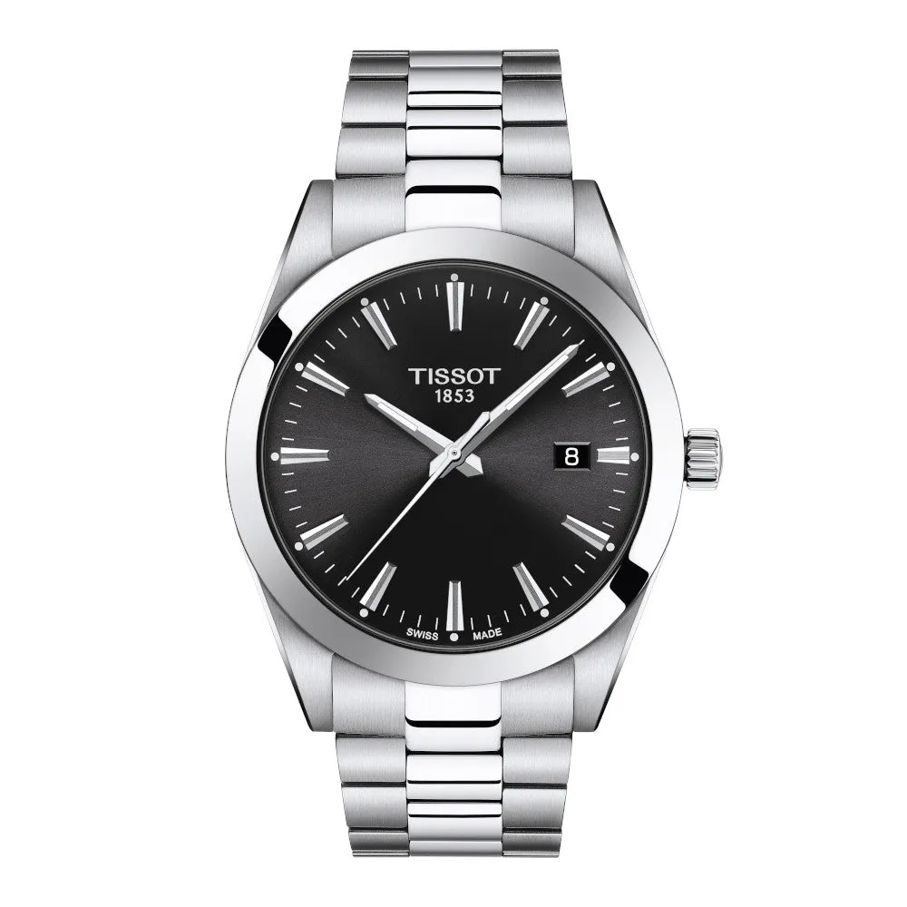 Tissot Gentleman Mens Stainless Steel Black Dial Watch