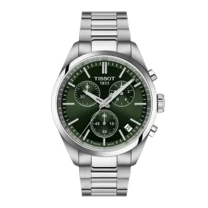Tissot PR 100 Chronograph Mens Stainless Steel Green Dial Watch