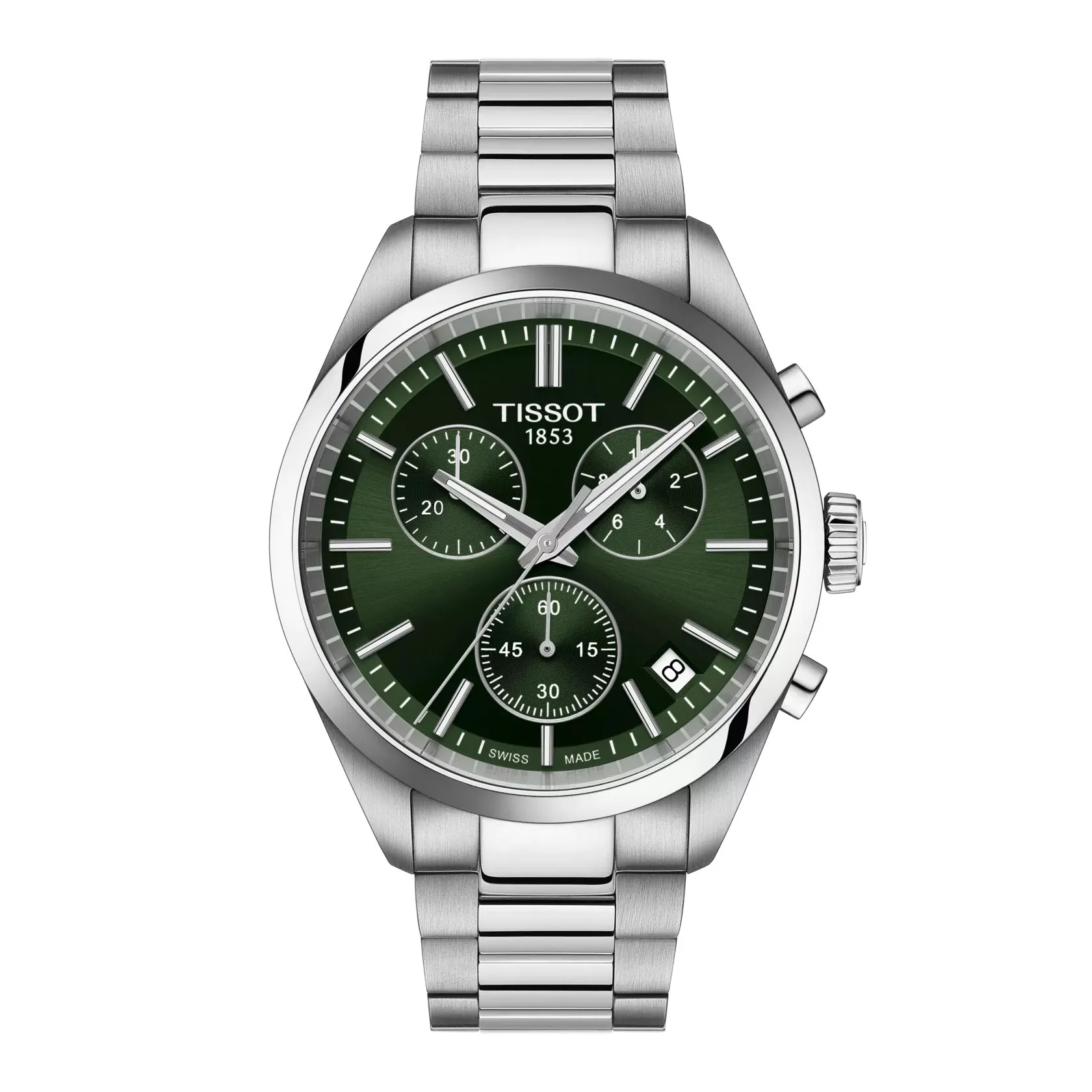 Tissot PR 100 Chronograph Mens Stainless Steel Green Dial Watch
