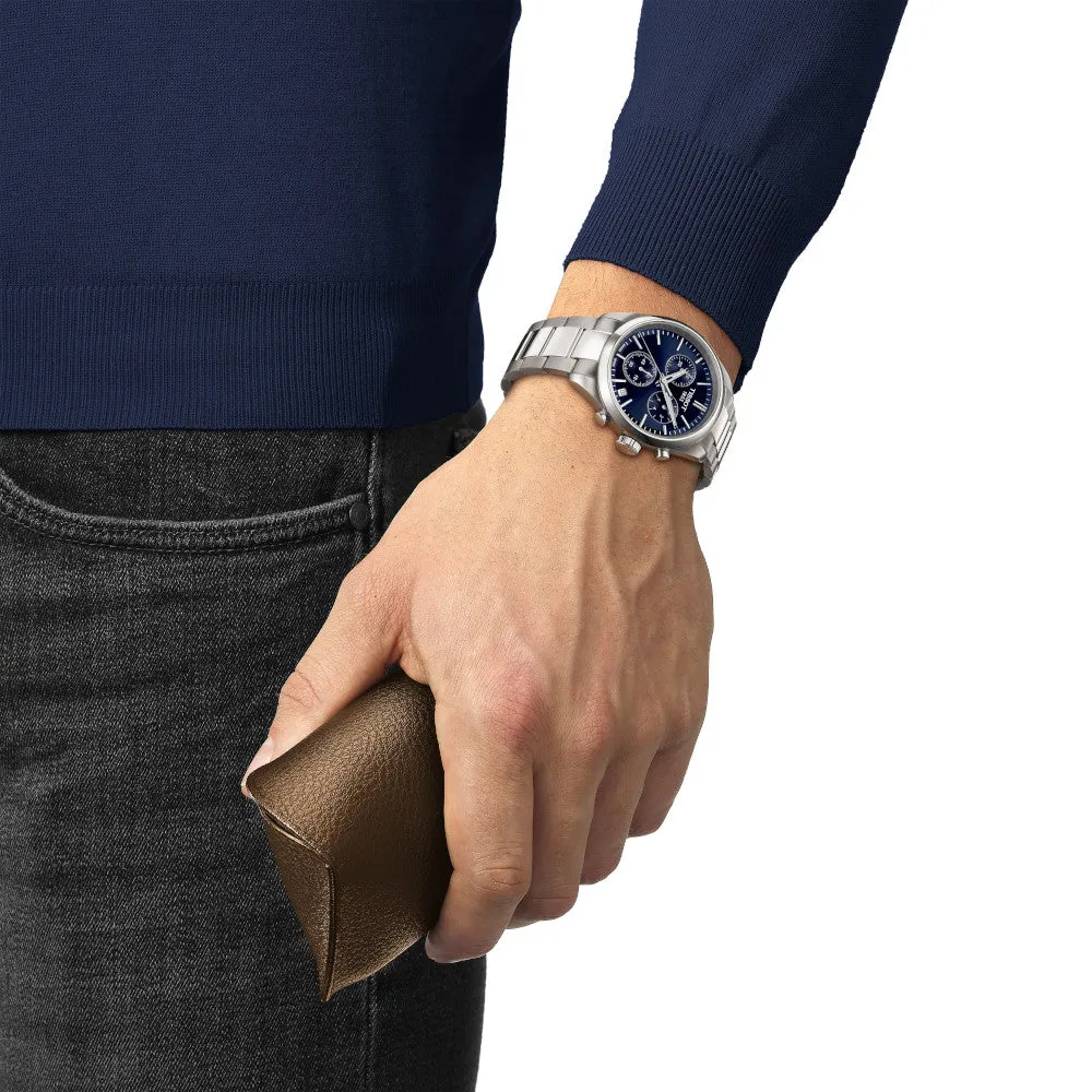 Tissot PR 100 Mens Stainless Steel Chronograph Blue Dial Watch