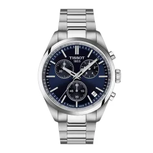 Tissot PR 100 Mens Stainless Steel Chronograph Blue Dial Watch