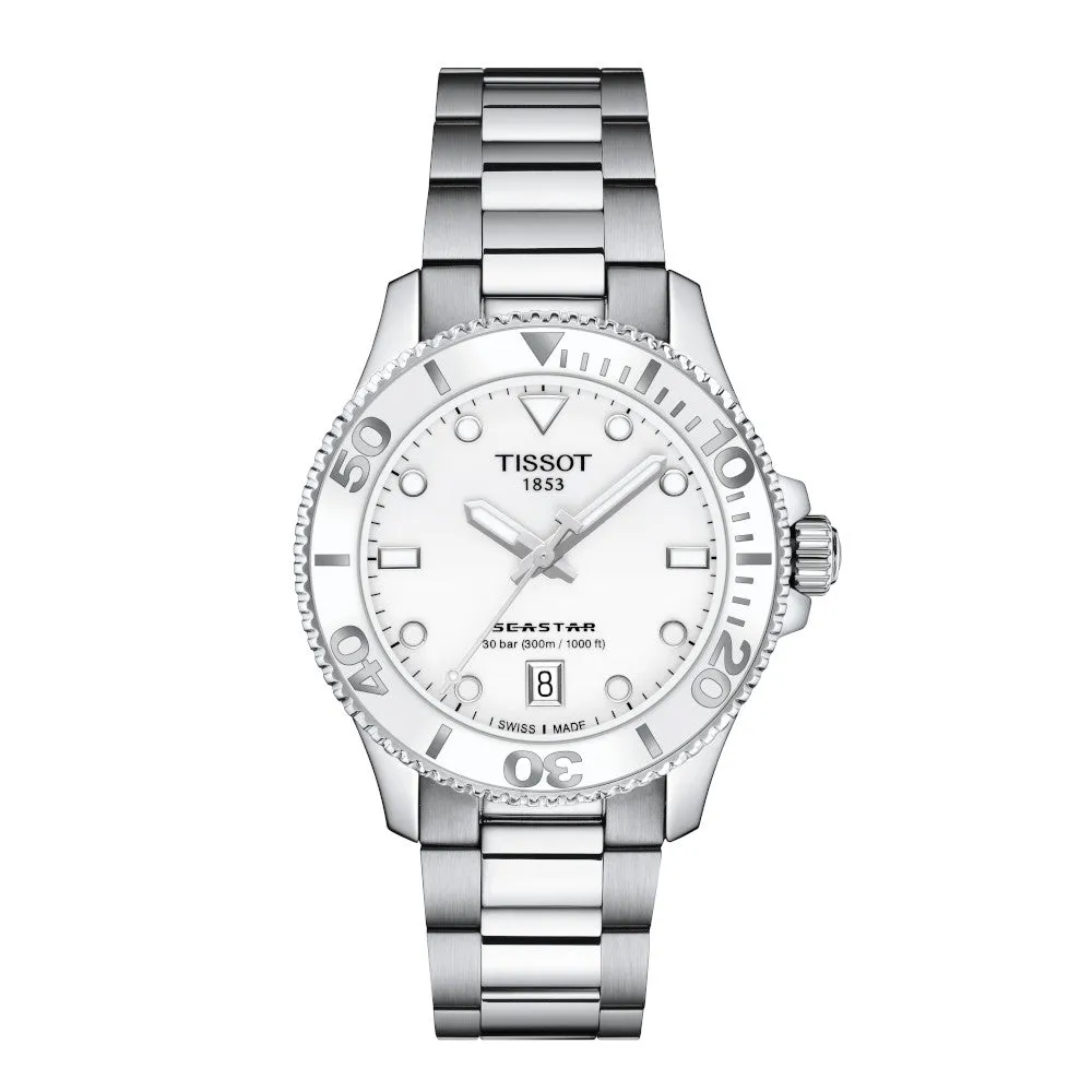 Tissot Seastar 1000 Ladies Stainless Steel White Dial Watch