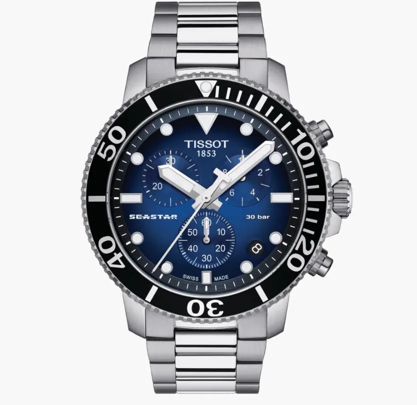 Tissot Seastar 1000 Mens Chronograph Stainless Steel Blue Dial Watch