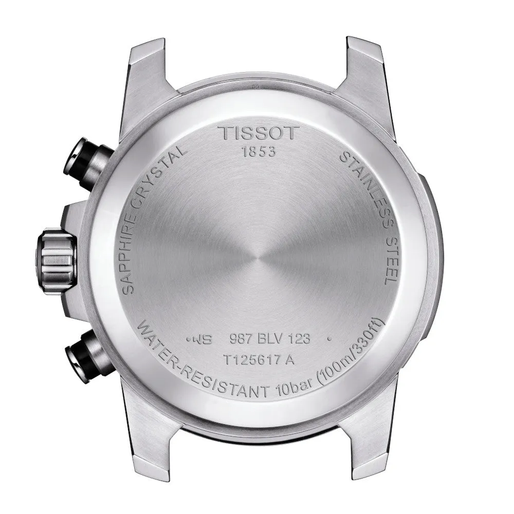 Tissot Supersport Chronograph Mens Stainless Steel Black Dial Black Leather Strap Watch
