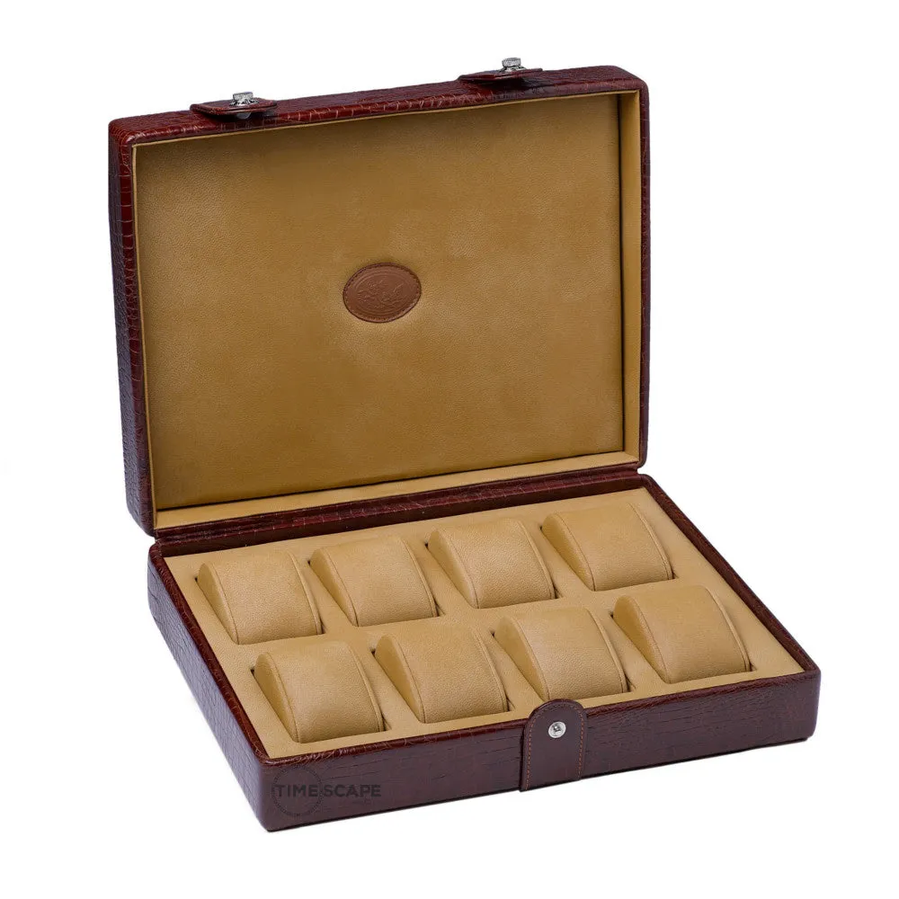 Underwood (London) - 8-Unit Watch Storage Case in Brown Croco