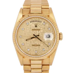 UNPOL. Rolex Day-Date President PAPERS 36mm DIAMOND Computer 18K Gold 18238 B P